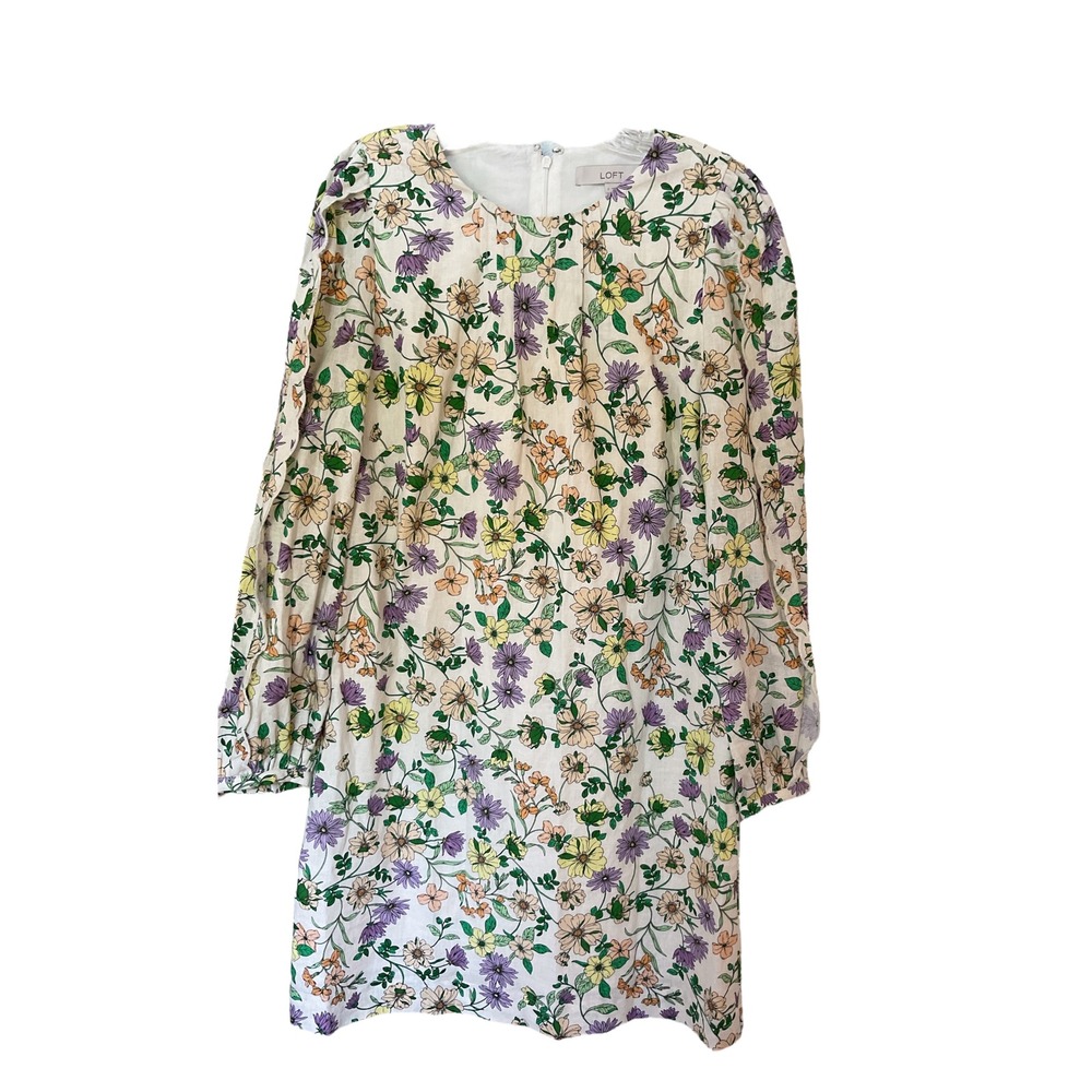 LOFT Floral Print Long Sleeve‎ Dress Cottagecorecorecorecorecorecorecorecore